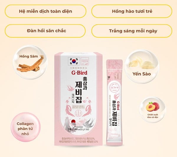 Hồng Sâm Yến Sào G-BIRD – (20g x 30 Stick Dạng Thạch) 5 hong sam yen sao g bird chinh hang cao cap