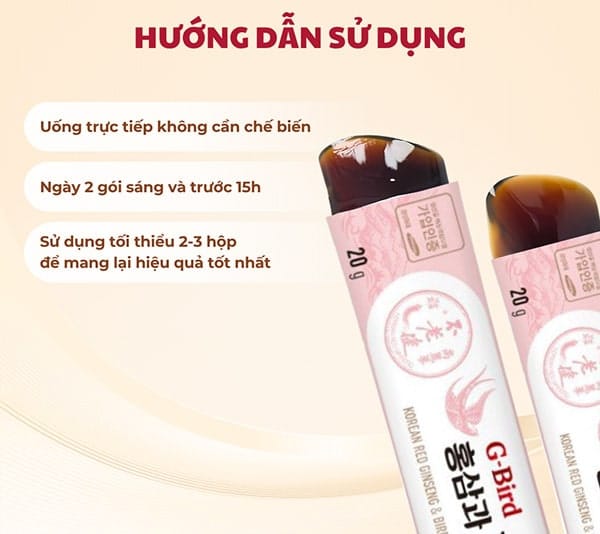 Hồng Sâm Yến Sào G-BIRD – (20g x 30 Stick Dạng Thạch) 3 hồng sâm yến sào G-BIRD dạng thạch